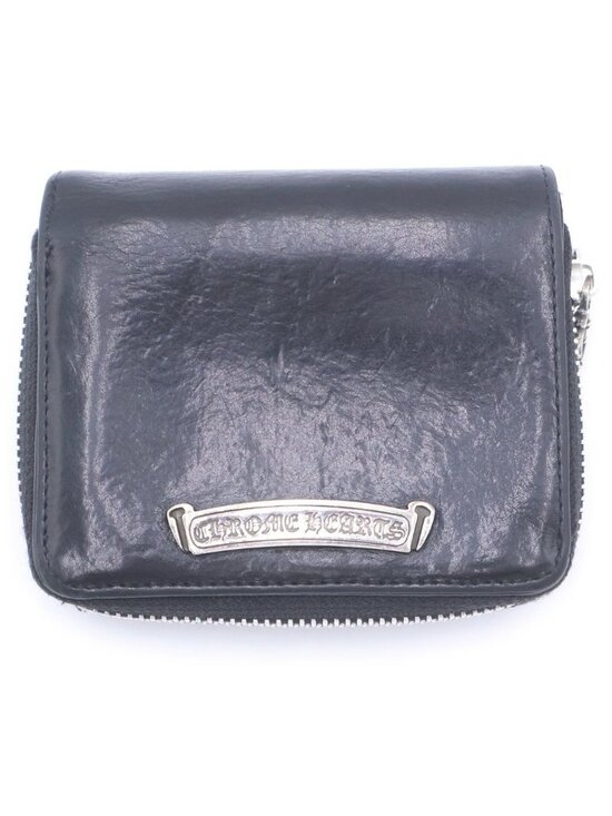 Chrome Hearts SQ Zip Bill Square Zip Leather Wallet Black